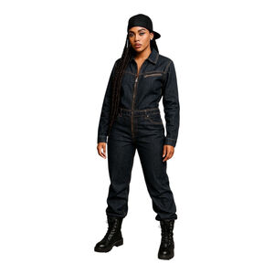 Vintage FUBU Jumpsuit 11/12 Denim Long Sleeve Y2K Hip Hop Overall (0162)